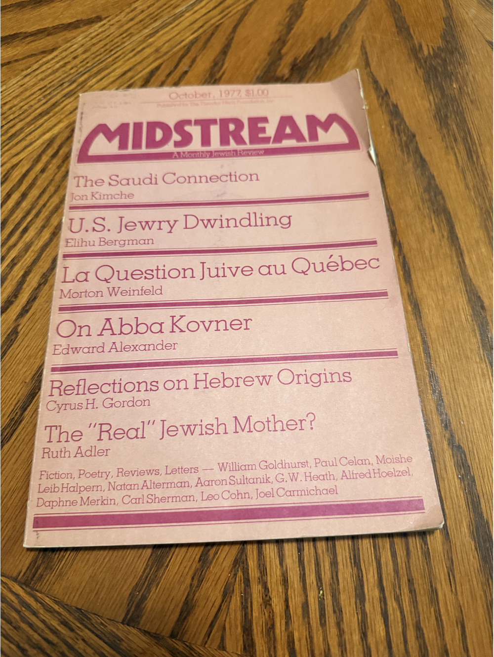 Midstream Magazine October 1978 Jewish Review Saudi Connection Jon Kimche VTG